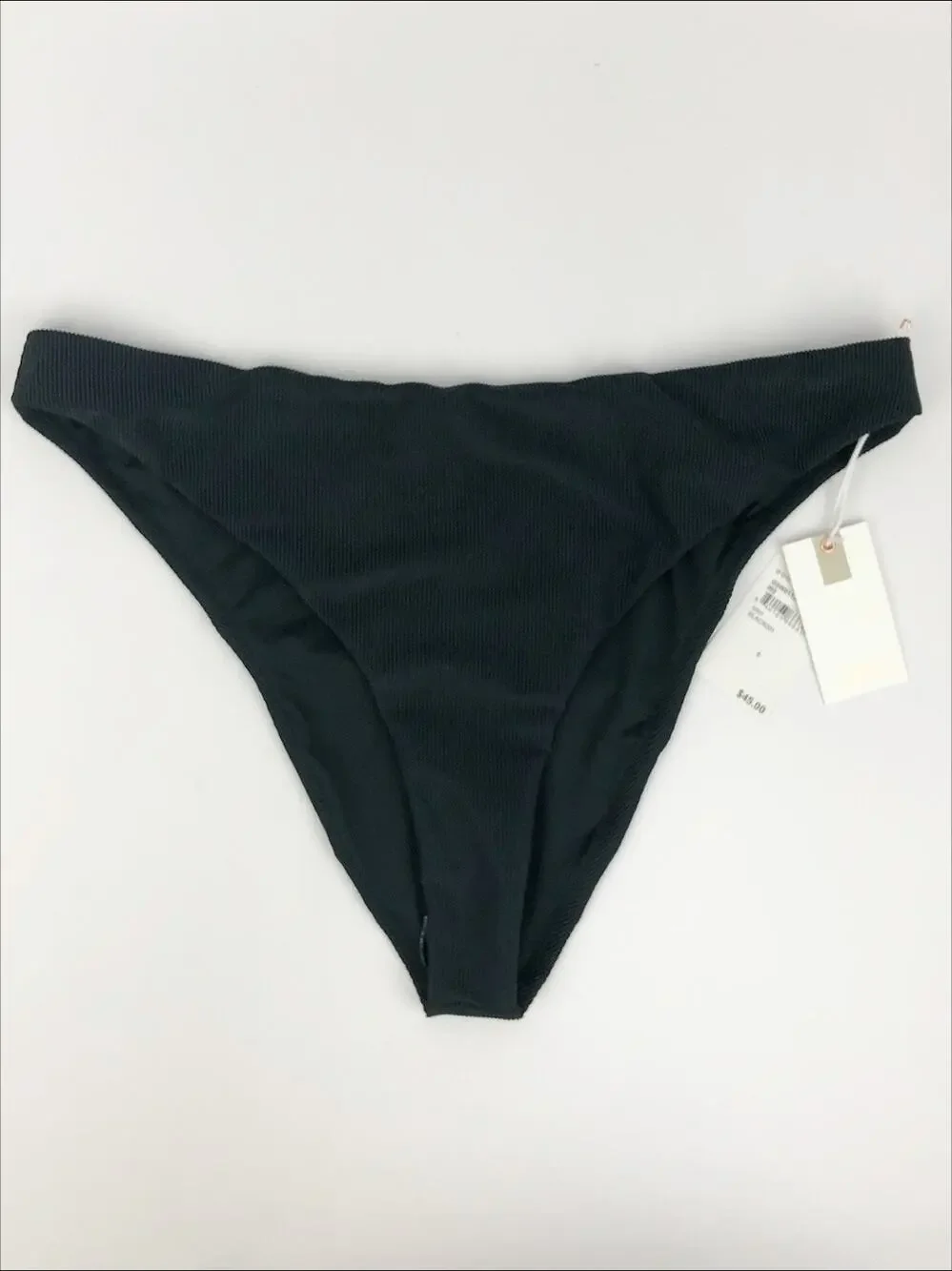 Good American Better Cheeky Bikini Bottoms Sz 5 2XL Black Ribbed NWT